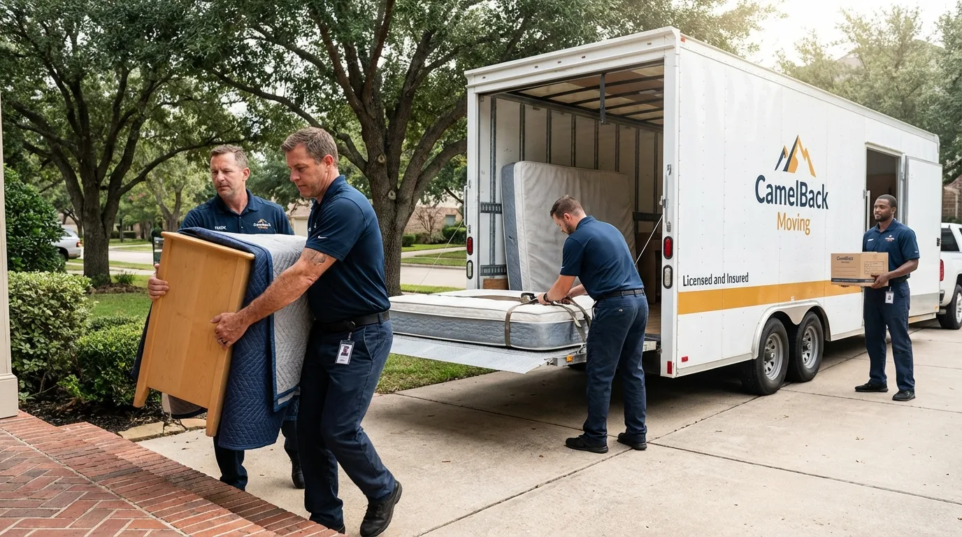 Crew loading residential truck for cross-state move from Sunbury, PA