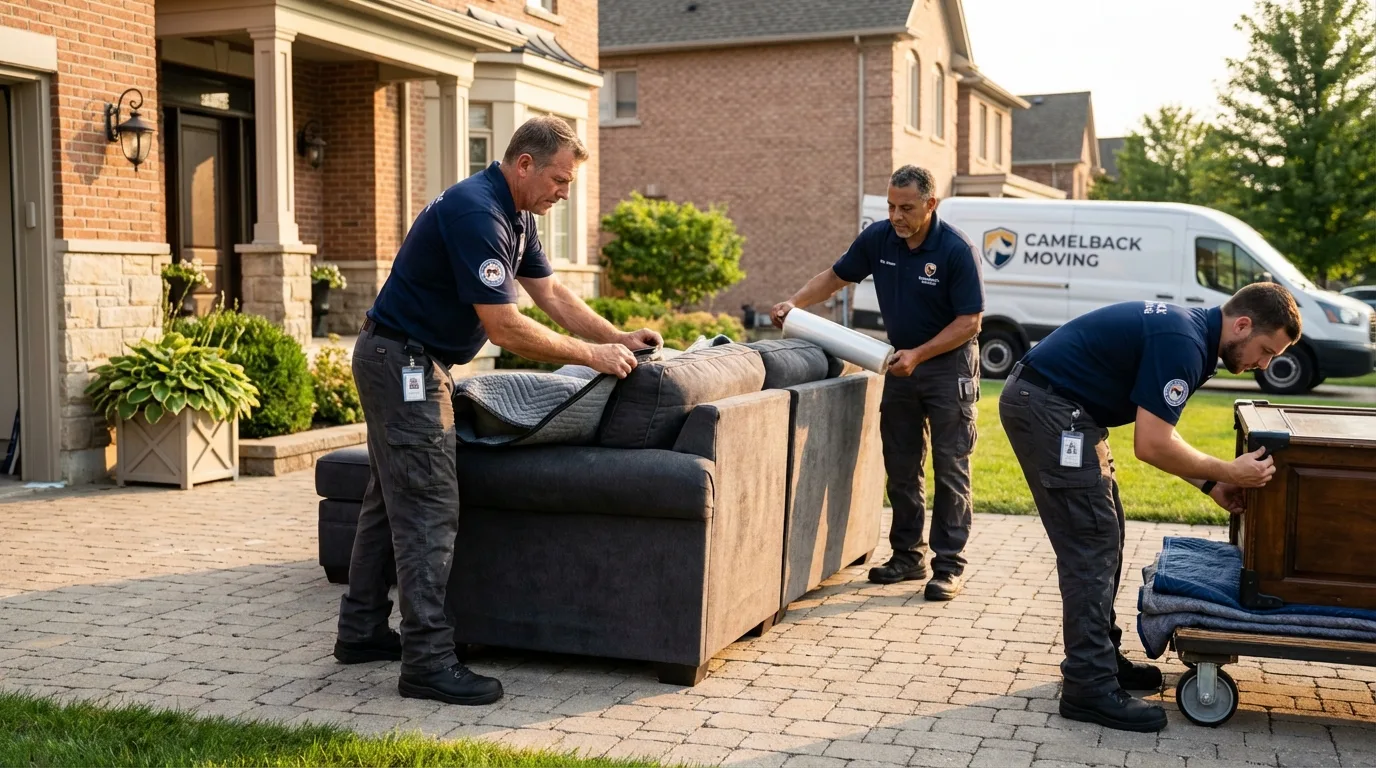 Large estate moving crew wrapping furniture in Sunbury, PA